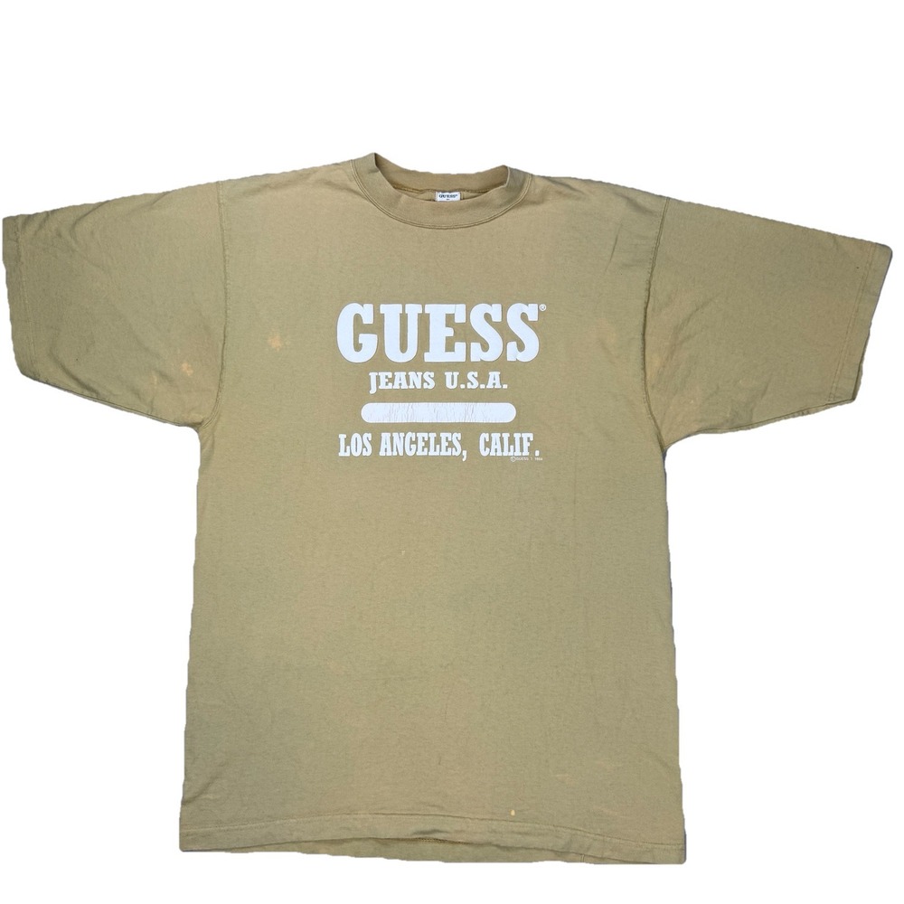 Vtg Guess Jeans USA Georges Marciano Puff Print T-Shirt Spell Out Large 90s 1994